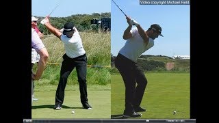 Jon Rahm golf swing  Long Iron faceon amp downtheline July 2017 [upl. by Yelnet]