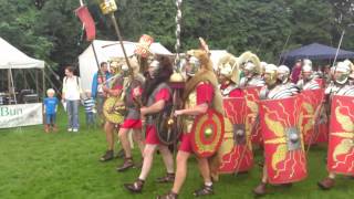 Roman Reenactment at the Amphitheatre in Caerleon Marching In [upl. by Nottnerb]