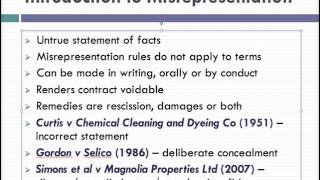 Misrepresentation Lecture 1 of 4 [upl. by Eislel]